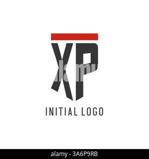 XP initial esport logo with simple shield design style vector graphic Stock Vector