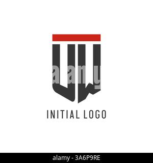UW initial esport logo with simple shield design style vector graphic Stock Vector