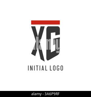 XG initial esport logo with simple shield design style vector graphic Stock Vector
