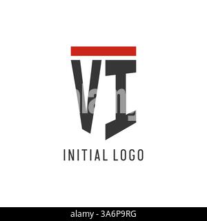 VI initial esport logo with simple shield design style vector graphic Stock Vector