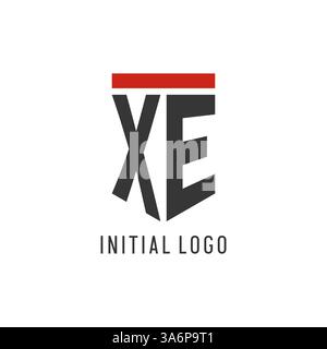 XE initial esport logo with simple shield design style vector graphic Stock Vector