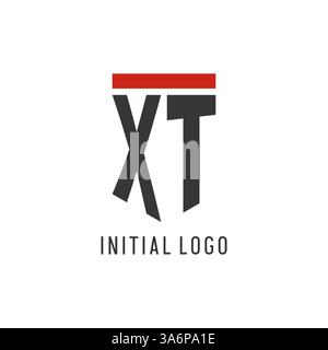 XT initial esport logo with simple shield design style vector graphic Stock Vector