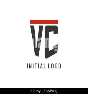 VC initial esport logo with simple shield design style vector graphic Stock Vector