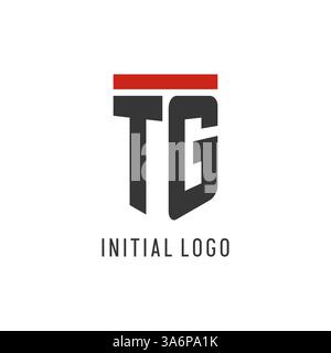 TG initial esport logo with simple shield design style vector graphic Stock Vector