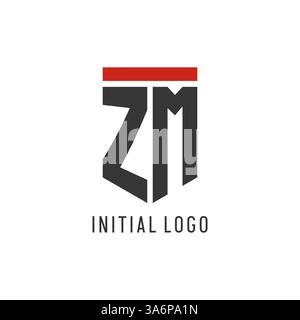 ZM initial esport logo with simple shield design style vector graphic Stock Vector