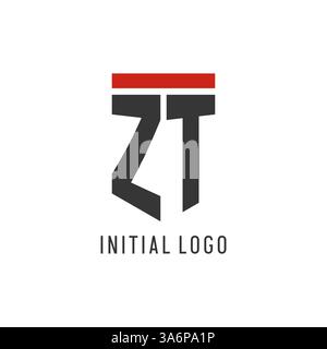 ZT initial esport logo with simple shield design style vector graphic Stock Vector