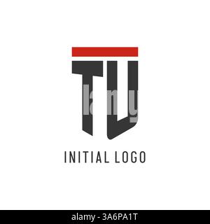 TU initial esport logo with simple shield design style vector graphic Stock Vector
