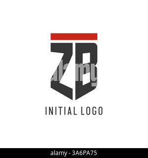 ZB initial esport logo with simple shield design style vector graphic Stock Vector