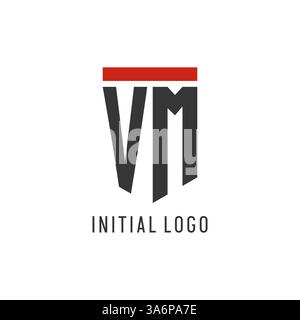 VM initial esport logo with simple shield design style vector graphic Stock Vector