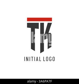 TK initial esport logo with simple shield design style vector graphic Stock Vector