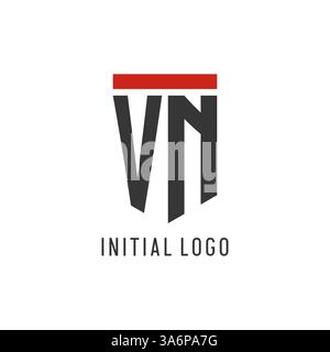 VN initial esport logo with simple shield design style vector graphic Stock Vector