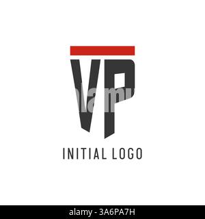 VP initial esport logo with simple shield design style vector graphic Stock Vector