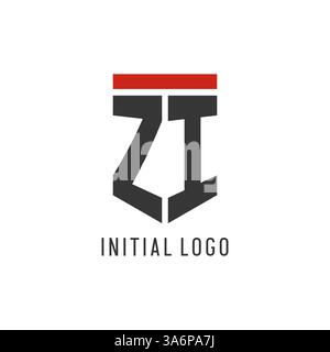 ZI initial esport logo with simple shield design style vector graphic Stock Vector