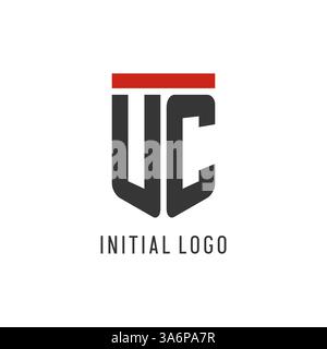 UC initial esport logo with simple shield design style vector graphic Stock Vector