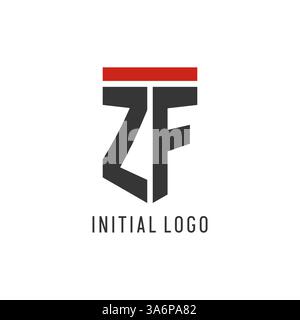ZF initial esport logo with simple shield design style vector graphic Stock Vector