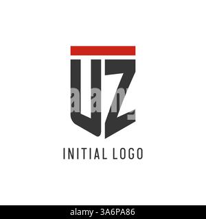 UZ initial esport logo with simple shield design style vector graphic Stock Vector