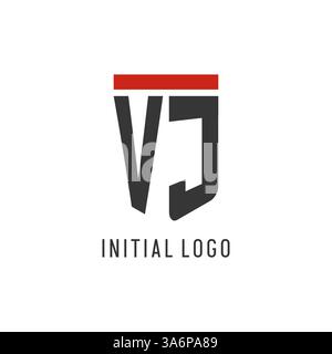 VJ initial esport logo with simple shield design style vector graphic Stock Vector