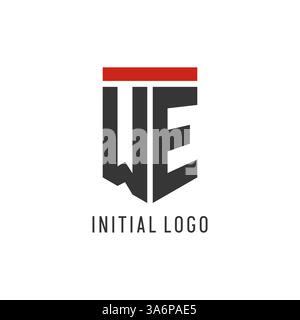 WE initial esport logo with simple shield design style vector graphic Stock Vector