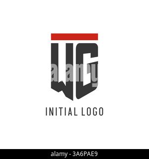 WG initial esport logo with simple shield design style vector graphic Stock Vector