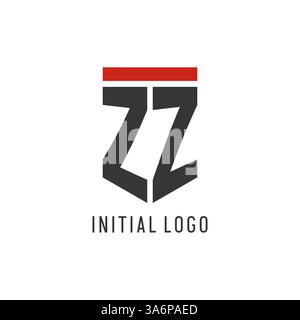 ZZ initial esport logo with simple shield design style vector graphic Stock Vector