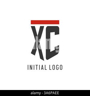 XC initial esport logo with simple shield design style vector graphic Stock Vector