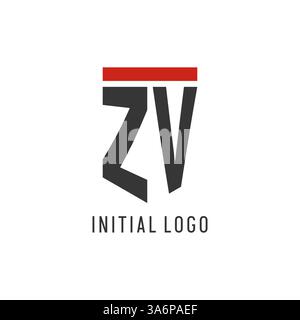 ZV initial esport logo with simple shield design style vector graphic Stock Vector