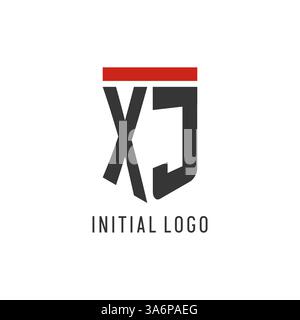 XJ initial esport logo with simple shield design style vector graphic Stock Vector