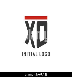 XO initial esport logo with simple shield design style vector graphic Stock Vector