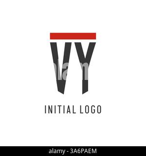 VY initial esport logo with simple shield design style vector graphic Stock Vector