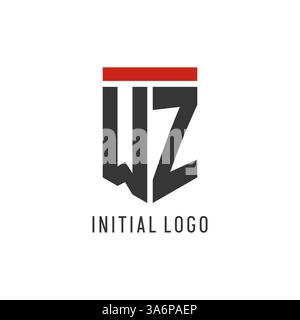 WZ initial esport logo with simple shield design style vector graphic Stock Vector