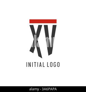 XV initial esport logo with simple shield design style vector graphic Stock Vector