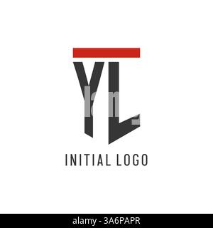 YL initial esport logo with simple shield design style vector graphic Stock Vector