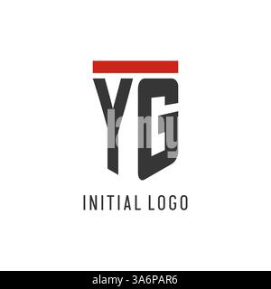 YG initial esport logo with simple shield design style vector graphic Stock Vector