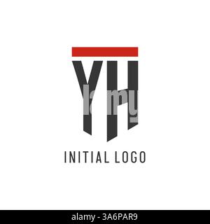YH initial esport logo with simple shield design style vector graphic Stock Vector