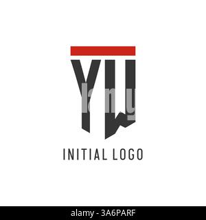 YW initial esport logo with simple shield design style vector graphic Stock Vector