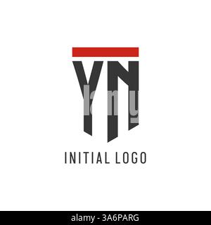 YN initial esport logo with simple shield design style vector graphic Stock Vector