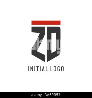 ZD initial esport logo with simple shield design style vector graphic Stock Vector