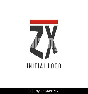 ZX initial esport logo with simple shield design style vector graphic Stock Vector