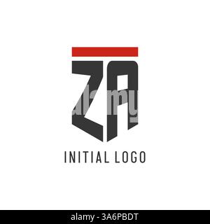ZA initial esport logo with simple shield design style vector graphic Stock Vector