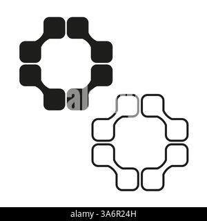 Hexagon linked pattern. Abstract black connections. Geometric circular layout. Vector illustration. Stock Vector