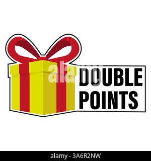 Gift box reward. Bonus points promotion. Red ribbon decoration. Loyalty program sign. Stock Vector