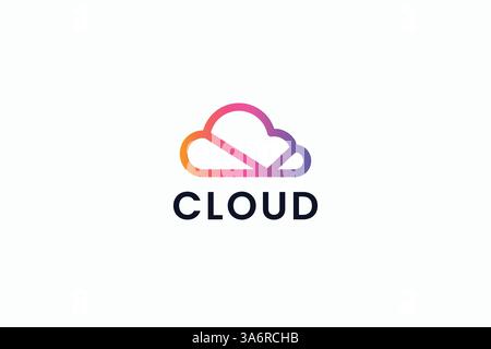 Linear Cloud Logo Storage Icon Server Hosting Web Software Business Internet Solution Data Network Stock Vector