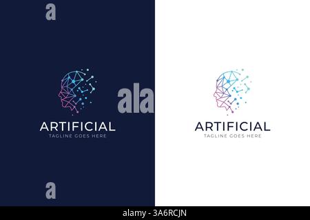 Head Logo Artificial Intelligence Brain Smart Mind Human Computer Science Technology Business Stock Vector