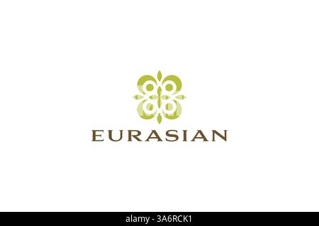 Eurasian Logo Template Abstract Pattern Ornament Fresh Green Business Fabric Beauty Fashion Stock Vector