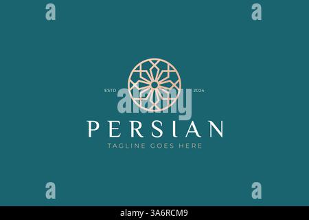 Persian Floral Pattern Logo Geometric Mandala Ornament Motif Lotus Luxury Beauty Stock Vector
