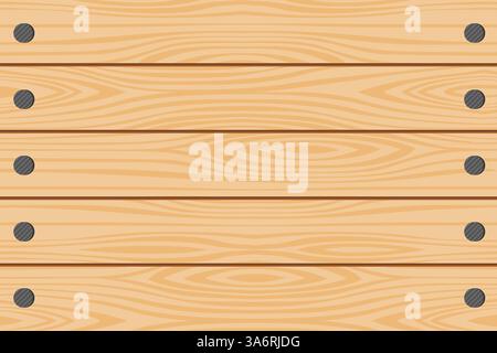 Wooden planks installed horizontally and nailed. Background. Vector illustration. Stock Vector