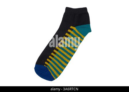 Socks with different lines isolated on white background. Colorful socks son white background. Colored socks isolated on white background Stock Photo