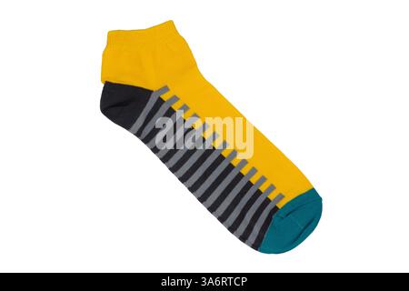 Socks with different lines isolated on white background. Colorful socks son white background. Colored socks isolated on white background Stock Photo