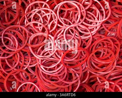 Group of rubber money bands texture background. Stock Photo
