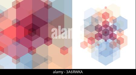 Abstract geometrical background. Transparent pattern of 3d cubes and hexagons. 3d vector illustration. Stock Vector